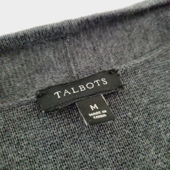 Talbots Cardigan Open Front Classic Cotton Grey M - Picture 6 of 15